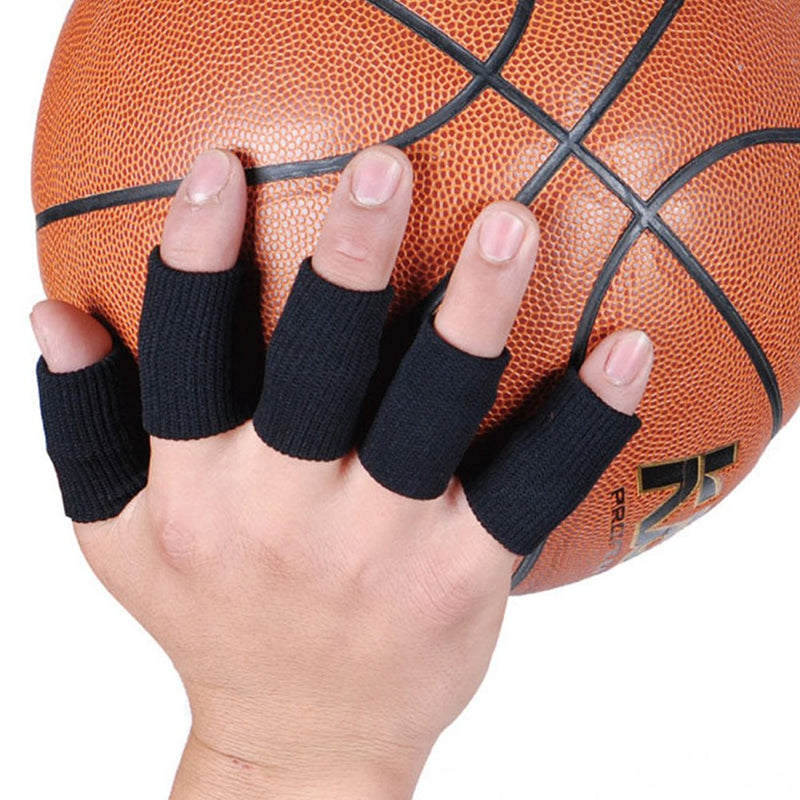 [Australia] - Finger Sleeves for Basketball Player, GranVela 10PCS Professional Nylon Fingerstall Finger Protector for Basketball, Volleyball, Tennis, Badminton and More (Black) Black 