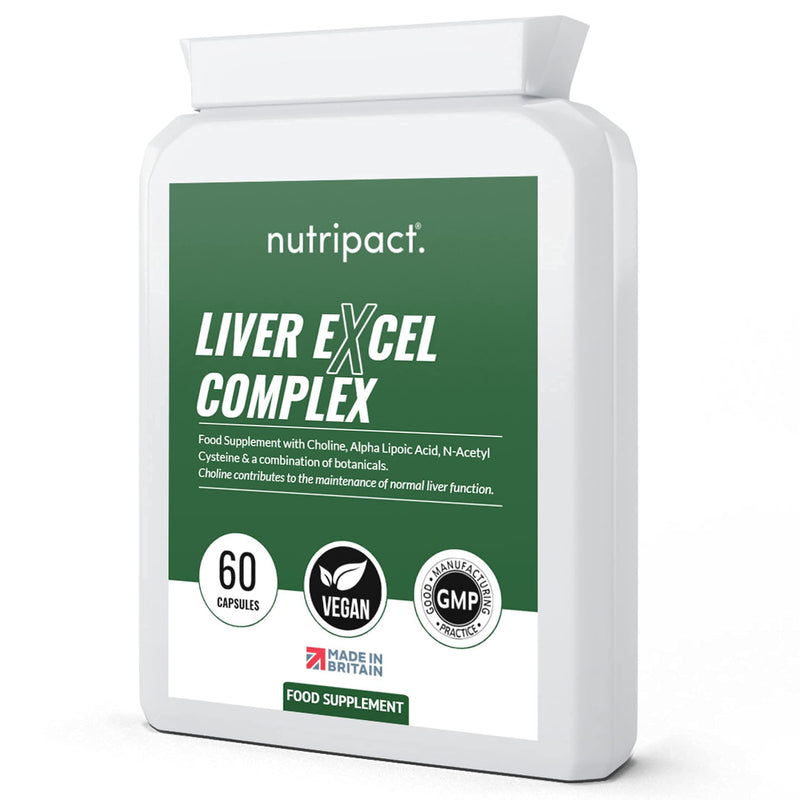 [Australia] - Liver Excel Complex - Liver Support Herbal Supplement - 12x Natural Ingredients - Choline, Turmeric, Aged Garlic, Alpha Lipoic Acid, NAC - 60 Vegan Capsules 