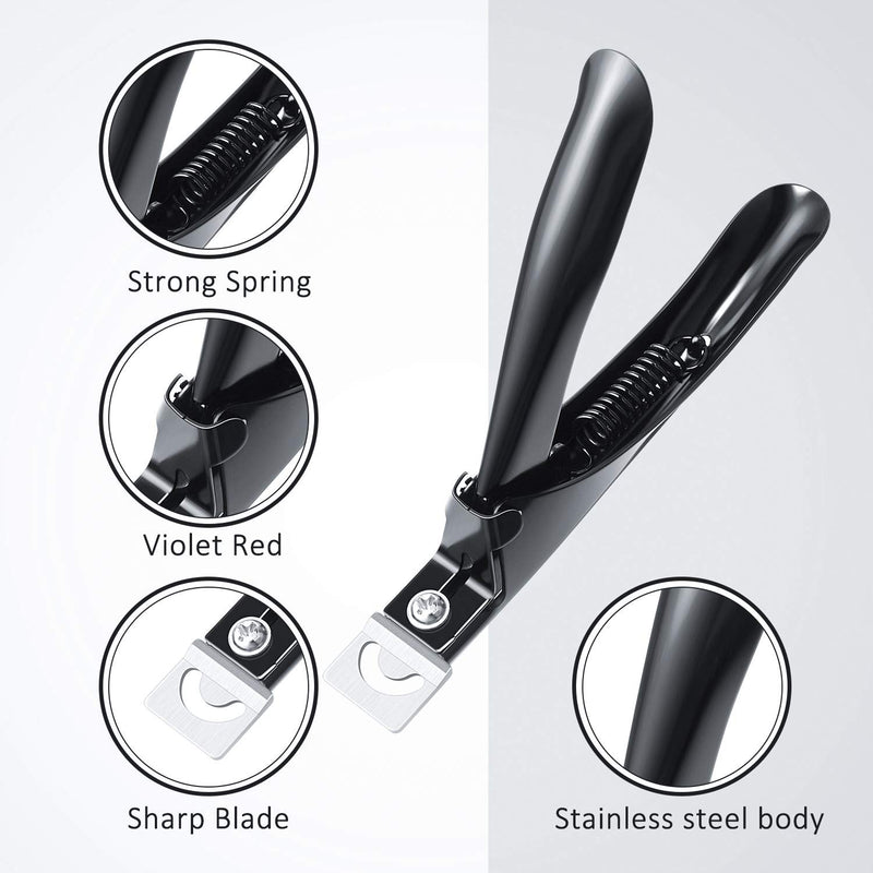 [Australia] - Acrylic Nail Clipper Nail Tip Trimmer with Cuticle Pusher Spoon Nail Cleaner and 2 Pieces Nail Files Manicure Tools for Artificial Nail (Black) Black 