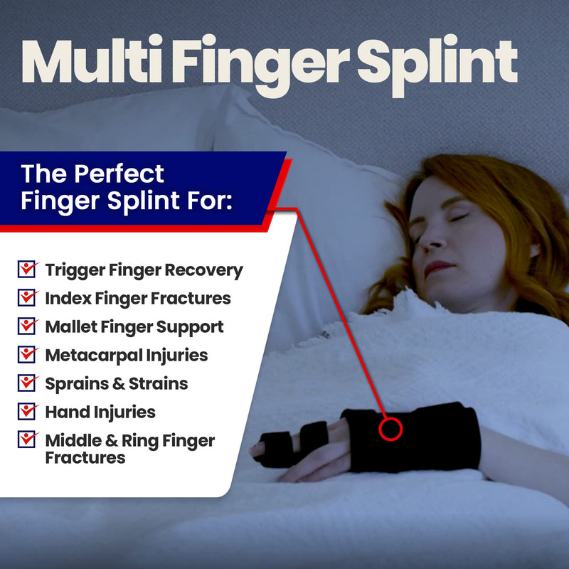 [Australia] - Trigger Finger Splint Finger Brace – Supports Two or Three Fingers. Help Broken Fingers Hand Contractures, Arthritis, Tendonitis, Mallet Fingers or Hand Splint for Metacarpal Fractures (Right - S/Med) Small/Medium (Pack of 1) Right 