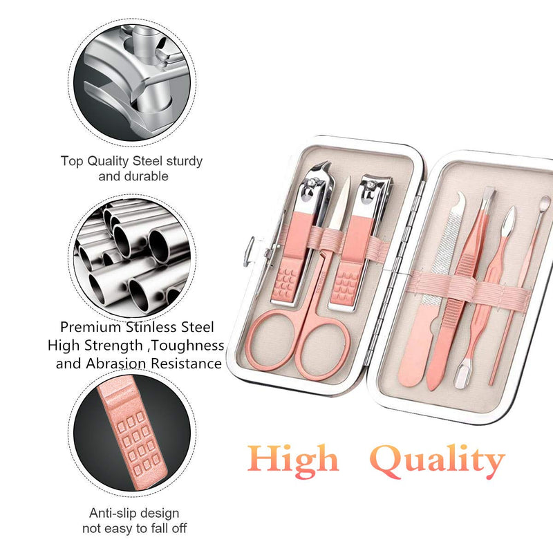 [Australia] - Manicure Set, Women Grooming kit, Pedicure Kit, Nail Clippers, Professional Grooming Kit, Nail Tools Gift 8 In 1 with Luxurious Travel Case For Men and Women Gifts Friends Parents S-8 