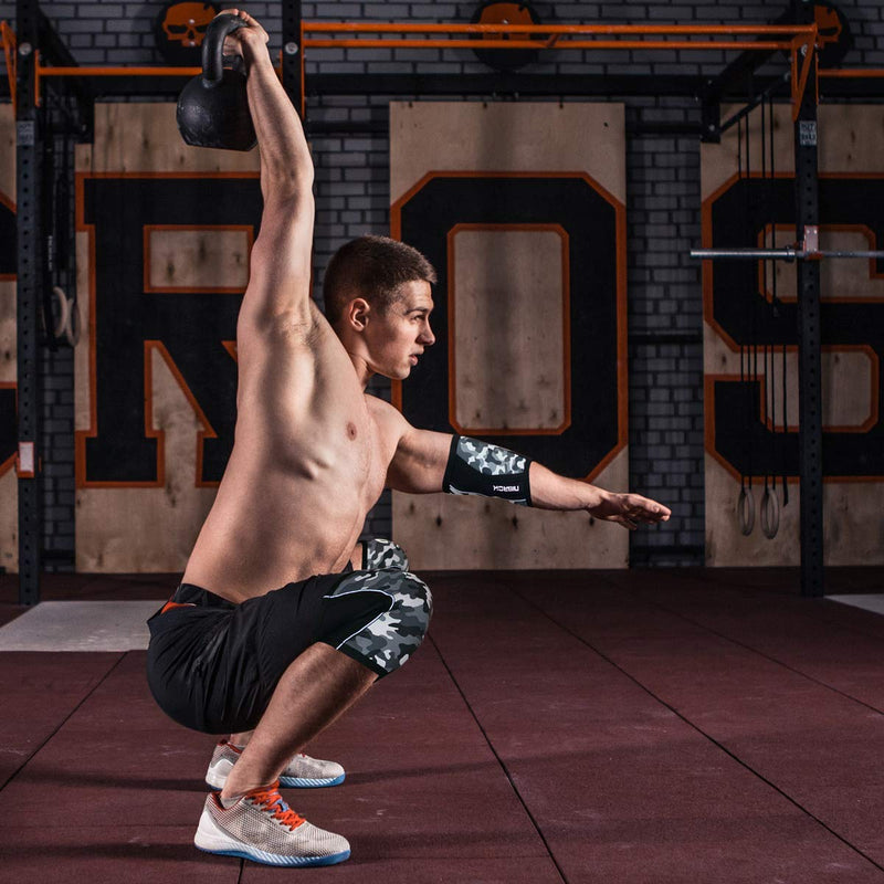 [Australia] - Elbow Sleeves (Pair),Support for Cross Training,Weightlifting,Powerlifting,Basketball and Tennis,5mm Neoprene Compression Brace for Both Women and Men(X-Large) X-Large Camo Grey 