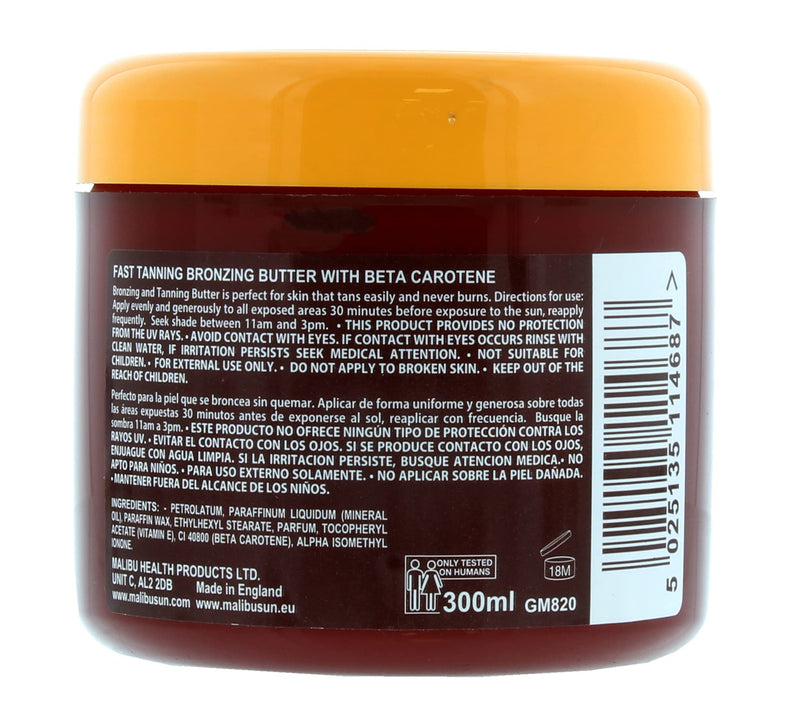 [Australia] - Malibu Sun Bronzing Fast Tanning Body Butter with Beta Carotene, Tropical Coconut Fragrance, 300ml 