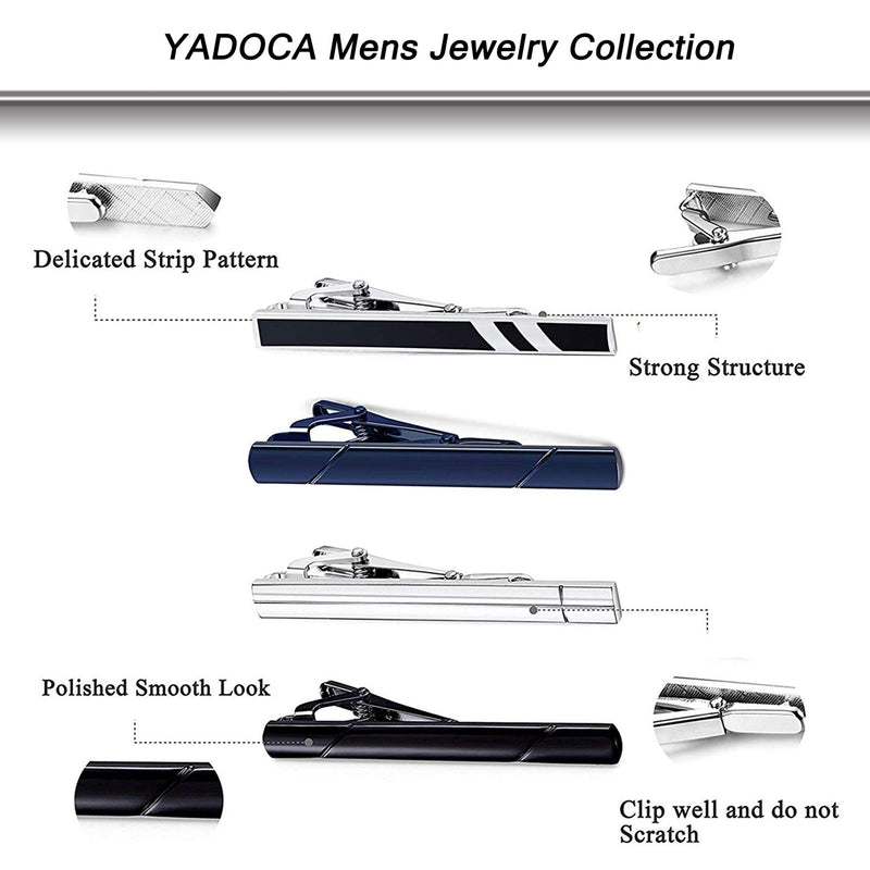 [Australia] - YADOCA Tie Clips Set for Men Tie Bar Clip Black Silver-Tone Gold-Tone for Wedding Business with Gift Box Style A 8pcs with box 