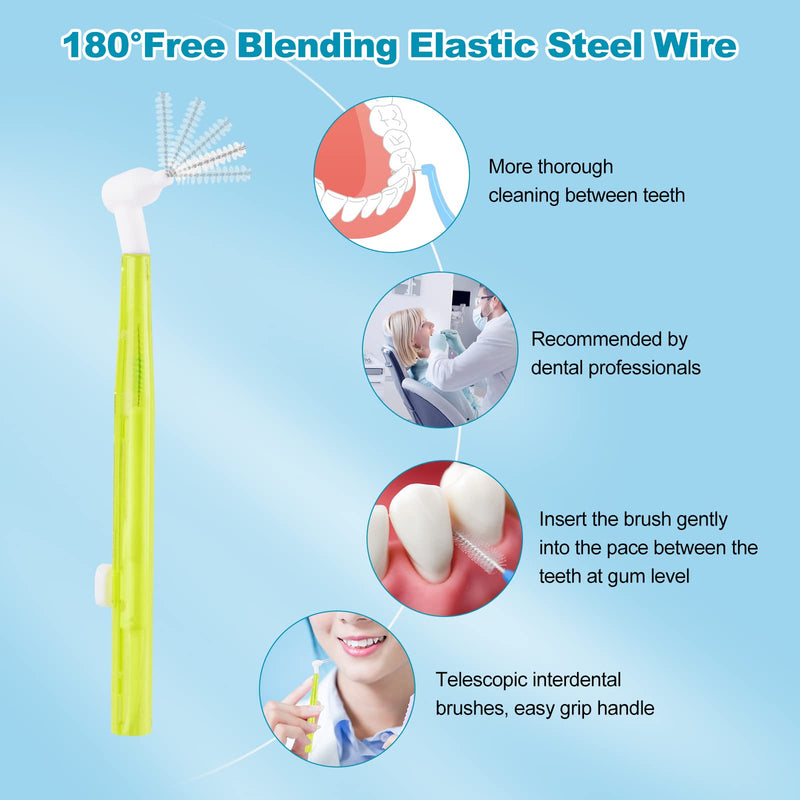 [Australia] - ACWOO Interdental Brushes, 24 Pcs Dental Brushes Toot Floss Set with 3 Removable Head, Flexible Oral Dental Hygiene Brush Tooth Cleaning Tool for Oral Cleaning & Care 