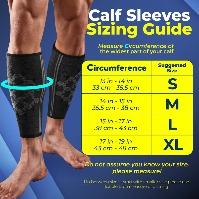 [Australia] - Calf Compression Sleeve by SPARTHOS (Pair) – Leg Compression Brace for Men and Women – Shin Splint Calf Pain Relief Calves Blood Circulation Sports Support Running Walking Cycling Yoga (Black-M) Medium (Pack of 2) Midnight Black 