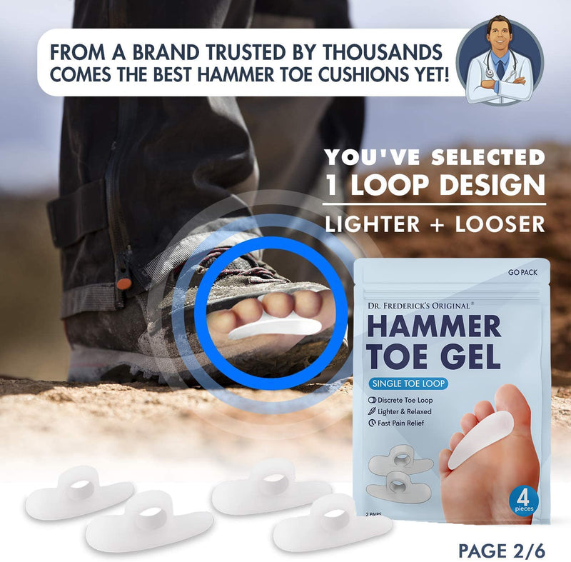 [Australia] - Dr. Frederick’s Original Hammer Toe Cushions - 4 Hammertoe Gel Pads - Claw Toe - Temporary Corrector - Great for Diabetic Feet 1 Loop 