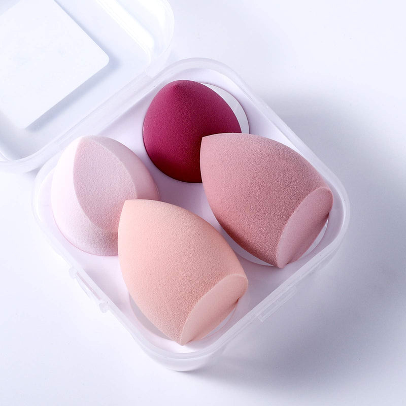 [Australia] - XMOSNZ Makeup Sponge Set 4pcs Foundation Blending Sponge Multi-colored Latex Free and Vegan Makeup Sponges with a Storage Case 