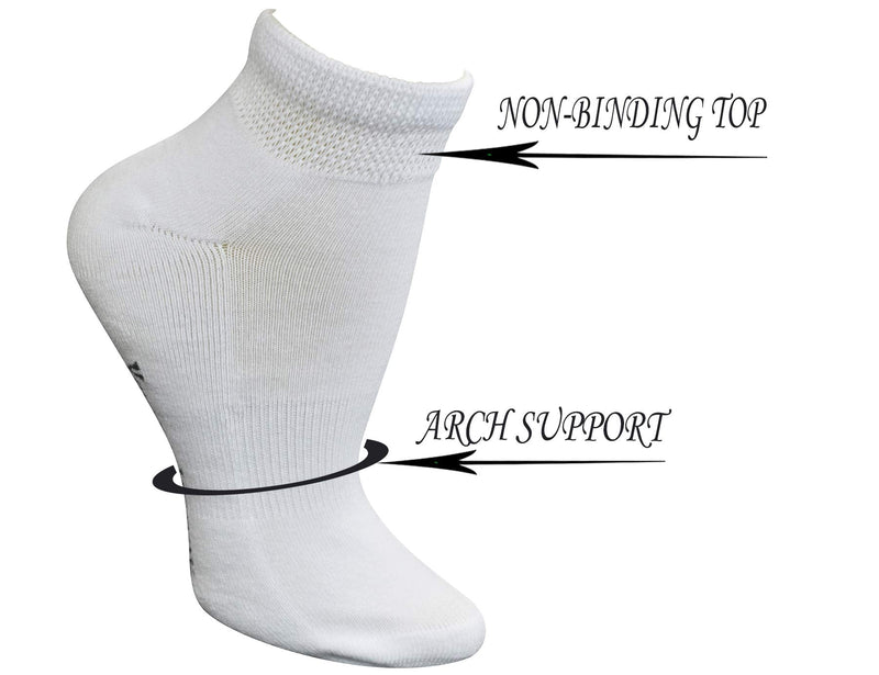 [Australia] - Yomandamor 5 Pairs Womens Cotton Diabetic Low Cut Socks with Seamless Toe 9-11 5 Pairs White 