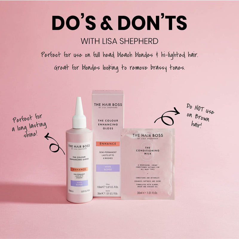 [Australia] - THE HAIR BOSS BY LISA SHEPHERD White Blonde Colour Enhancing Gloss, Semi-Permanent Hair Treatment for 6 Washes, 150ml 