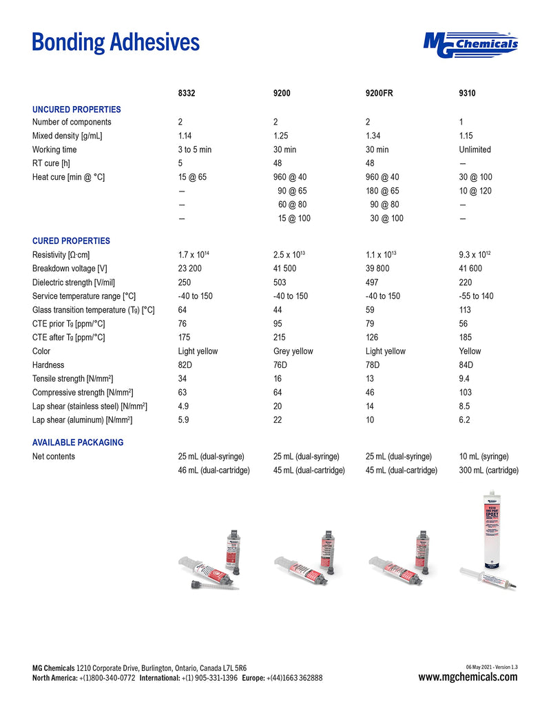 [Australia] - MG Chemicals - 9200-50ML 9200 Structural Epoxy Adhesive 45 milliliters Dual Pneumatic Dispenser 