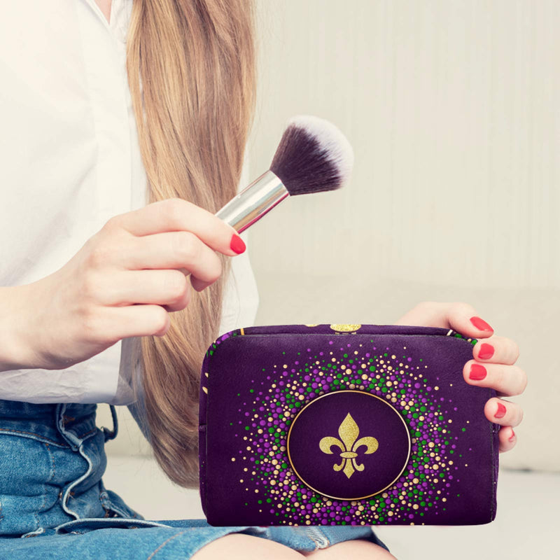 [Australia] - LEVEIS Mardi Gras Golden Glitter Fleur De Lis Small Makeup Bag Pouch for Purse Travel Cosmetic Bag Portable Toiletry Bag for Women Girls Gifts Pattern 6 