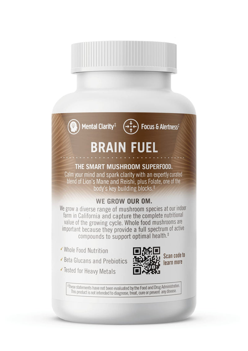 [Australia] - Om Mushroom Superfood Brain Fuel Mushroom Powder Capsules Superfood Supplement, 90 Count, 30 Days, Lion's Mane, Reishi Blend Plus Folate, Mental Clarity, Mushroom Supplement 