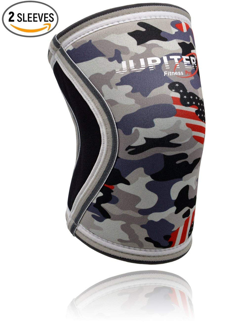 [Australia] - Knee Sleeves (1 Pair), 7mm Compression Knee Braces for Squats,Weightlifting,Powerlifting,Cross Training for Men & Women Large Grey Camo2 