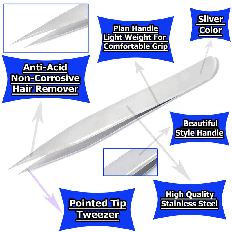 [Australia] - G.S Precision Eyebrow Eyelash Plant Tweezers Hair Remover Nail Beauty Makeup Tool Stainless Steel Pointed Tip ELT 043 