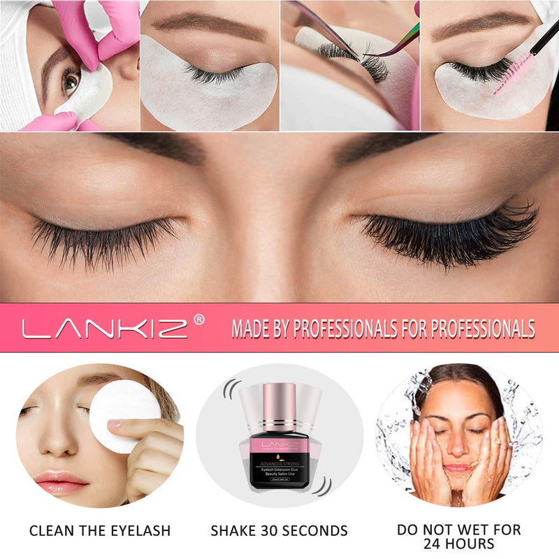 [Australia] - LANKIZ-Eyelash-Extension-Glue,10ml Individual Eyelashes Glue 1-2s Semi Permanent Eyelash Glue Individual Lashes with 6 Weeks Retention, Black Lash Extension Glue (Advanced Strong) Advanced Strong 