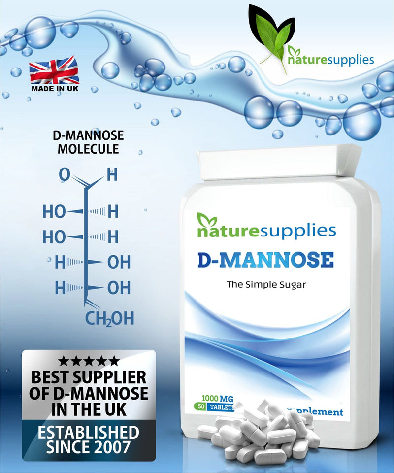 [Australia] - D-mannose Tablets 1000mg - Coated Tablet Easy to Swallow Longer Shelf Life 50 Pack - Suitable for Vegetarians and Vegans, A Premium Mannose Supplement from Naturesupplies 