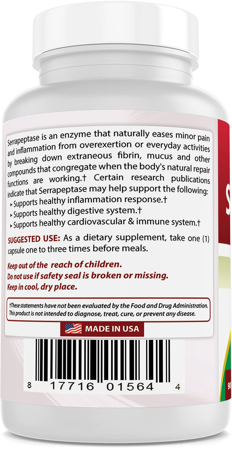 [Australia] - Best Naturals Serrapeptase 40000 SPUs 90 Vcaps (90 Count (Pack of 2)) 90 Count (Pack of 2) 