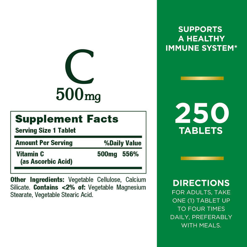 [Australia] - Nature’s Bounty Vitamin C, Immune Support, Tablets, 500mg, 250 Ct 