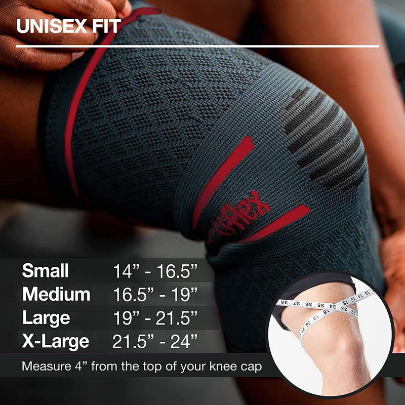 [Australia] - Uflex Athletics (Medium) Knee Compression Sleeve Support for Running, Jogging, Sports, Joint Pain Relief, Arthritis and Injury Recovery-Single Wrap Red M 