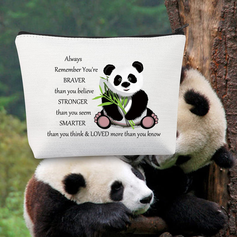 [Australia] - LEVLO Cute Panda Cosmetic Make up Bag Panda Inspired Gifts You Are Braver Stronger Smarter Than You Think Makeup Zipper Pouch Bag For Women Girls (Panda Bag) Panda Bag 