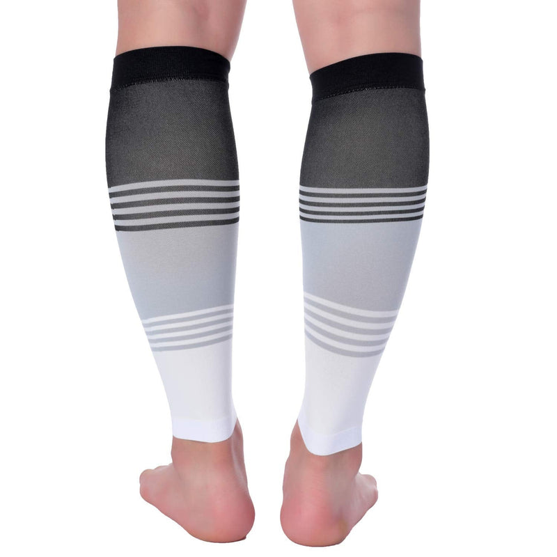 [Australia] - Doc Miller Calf Compression Sleeve Men and Women 20-30 mmHg, Shin Splint Compression Sleeve, Medical Grade Socks for Varicose Veins and Maternity 1 Pair XX-Large Black Grey White Calf Sleeve Black.Gray.White 2X-Large 