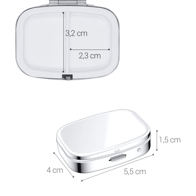 [Australia] - kwmobile 2 Compartment Pill Box - Set of 2X Stainless Steel Travel Box Organizer for Tablets and Prescriptions - Silver 