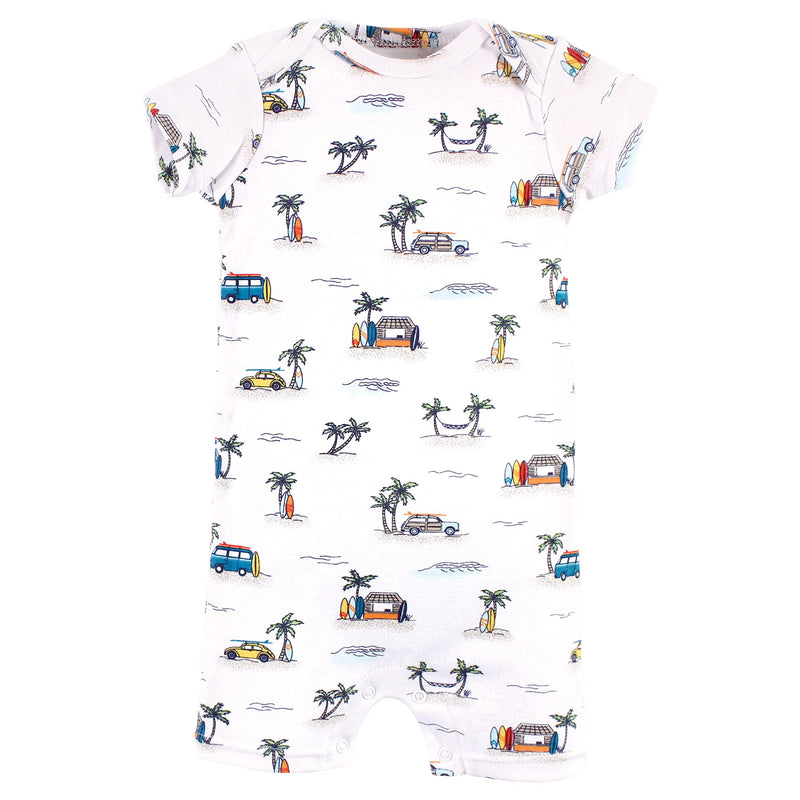 [Australia] - Hudson Baby Baby Boys' Cotton Rompers 0-3 Months Surfer Dude 