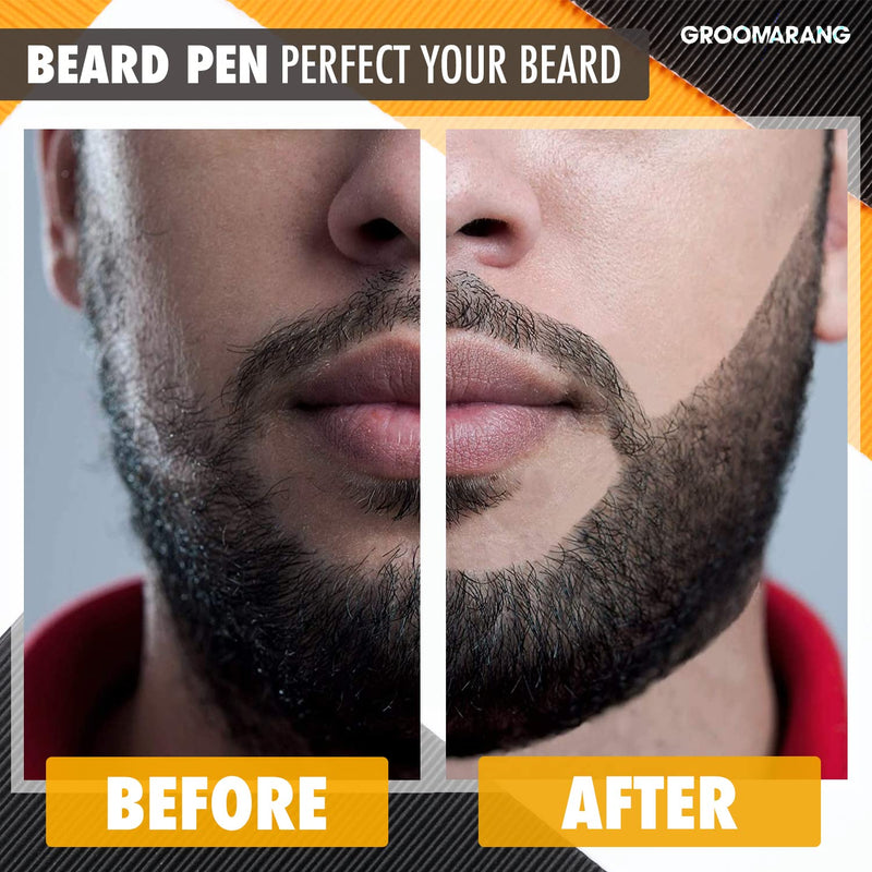 [Australia] - Beard Pen GROOMARANG® Beard Pencil Filler for Men - Natural Enhancer to Fill, Shape and Define - Black or Brown (Black) 