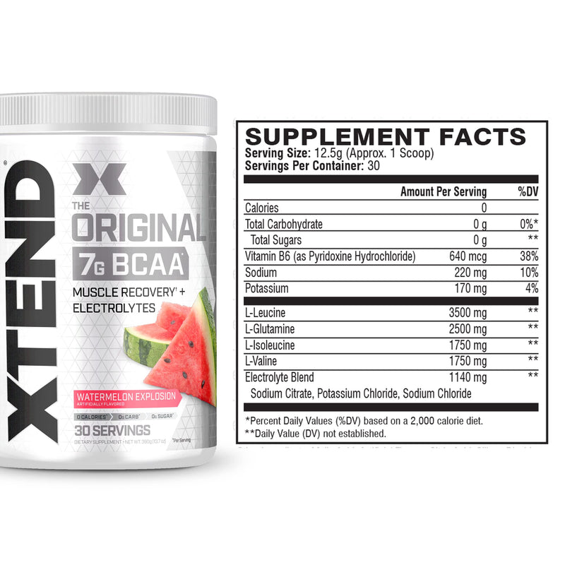 [Australia] - XTEND Original BCAA Powder Watermelon Explosion - Sugar Free Post Workout Muscle Recovery Drink with Amino Acids - 7g BCAAs for Men & Women - 30 Servings 30 Servings (Pack of 1) 