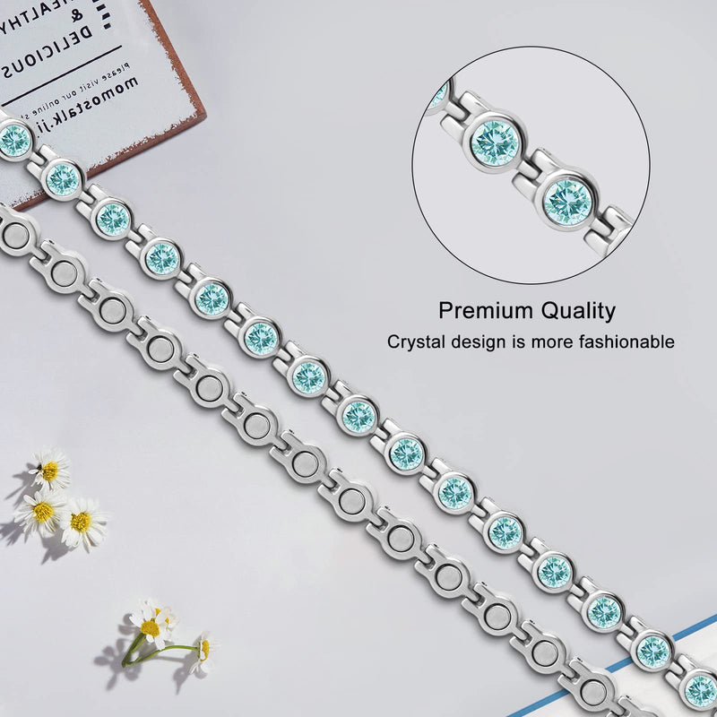 [Australia] - JEROOT Women Titanium Magnetic Bracelets,Titanium Magnetic Bracelets Gifts for Women with Free Link+Removal Tool(3500 Gauss) Green 