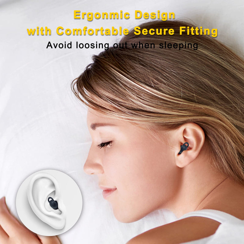 [Australia] - Frylaa EarPlugs for Sleeping Noise Callcelling,Ear Plugs for Sleep Sounds Blocking,Reusable Hearing Protection Silicon Earplugs for Work Snoring Swimming Concert Musician Construction Shooting-Black Black 