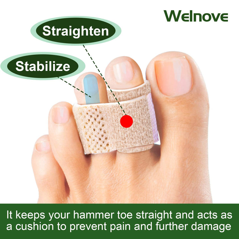 [Australia] - Welnove 6Pcs Hammer Toe Straightener, Hammer Toe Splints, Toe Cushioned Bandages for Correcting Hammer Toes, Broken Toes, Crooked Toes & Overlapping Toe 