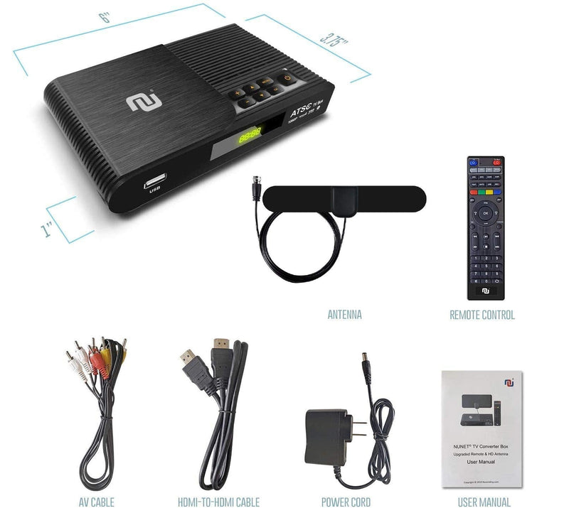 [Australia] - NUNET TV Converter Box Digital to Analog ATSC Streaming Media Players VHF/UHF HD TV Box PVR DVR Recorder w. 35 Miles Over The Air Antenna, Upgraded Remote w. TV Control Buttons (2022 version) 