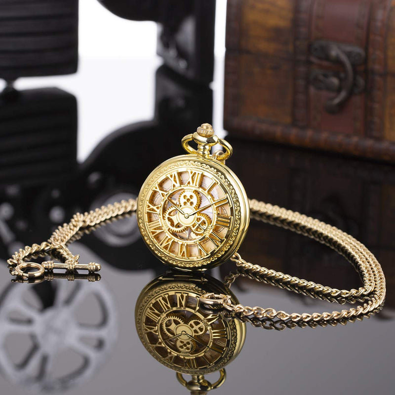 [Australia] - SIBOSUN Pocket Watch Chain Double Albert T-Bar - Antique 29 Inch Chains Vest Waistcoat 2 gold 