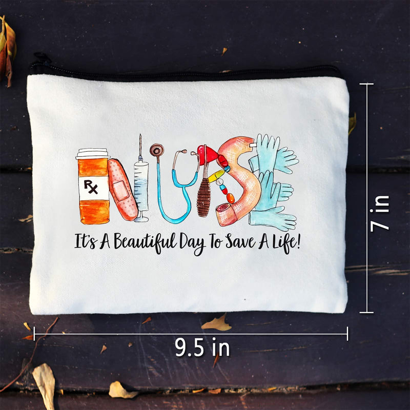 [Australia] - Kimoli Gifts for Nurses Nurse Gifts for Women Makeup Bag Canvas Cosmetic Bag Cute Pouch for Purse (Style-D) Style-D 