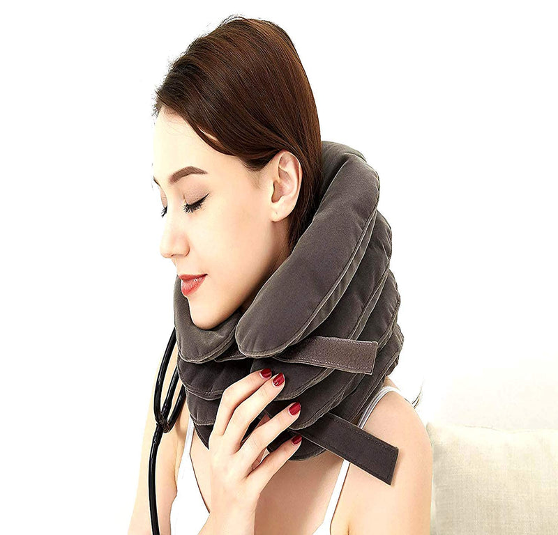 [Australia] - ChiFit Neck Traction - 4 Layer Cervical Neck Traction Device - Neck Massager & Collar - Neck & Shoulder Pain Relief - Cervical Collar for Travel/Home Improved Spine Alignment Grey 