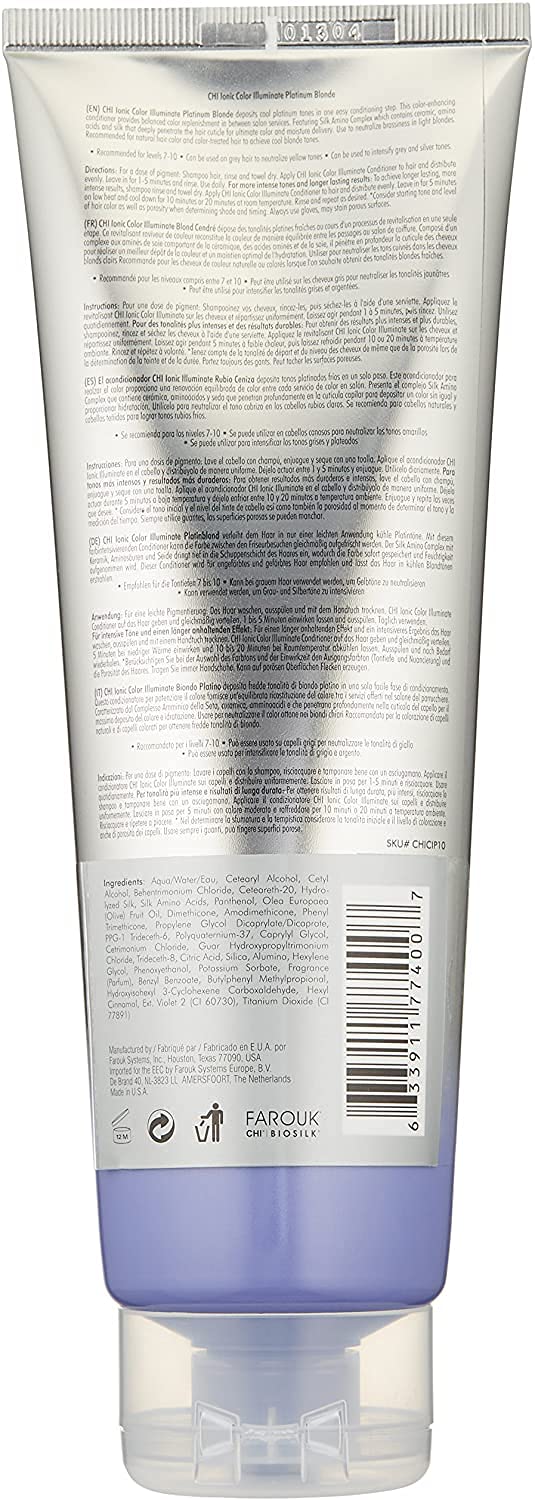 [Australia] - CHI Ionic Color Illuminate Conditioner, Platinum Blonde, Color Enhancing Conditioner, 251 ml 