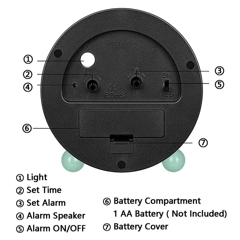 [Australia] - Analog Alarm Clock, 4 inch Super Silent Non Ticking Small Clock with Night Light, Battery Operated, Simply Design, for Bedroon, Bedside, Desk, (Green) Green 
