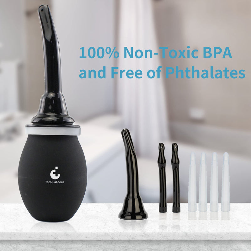 [Australia] - TopQuaFocus 420ml Douche Bulb Kit Anal Douche Colon Irrigation Douche for Man Woman (Black) 13 Piece Set Black 