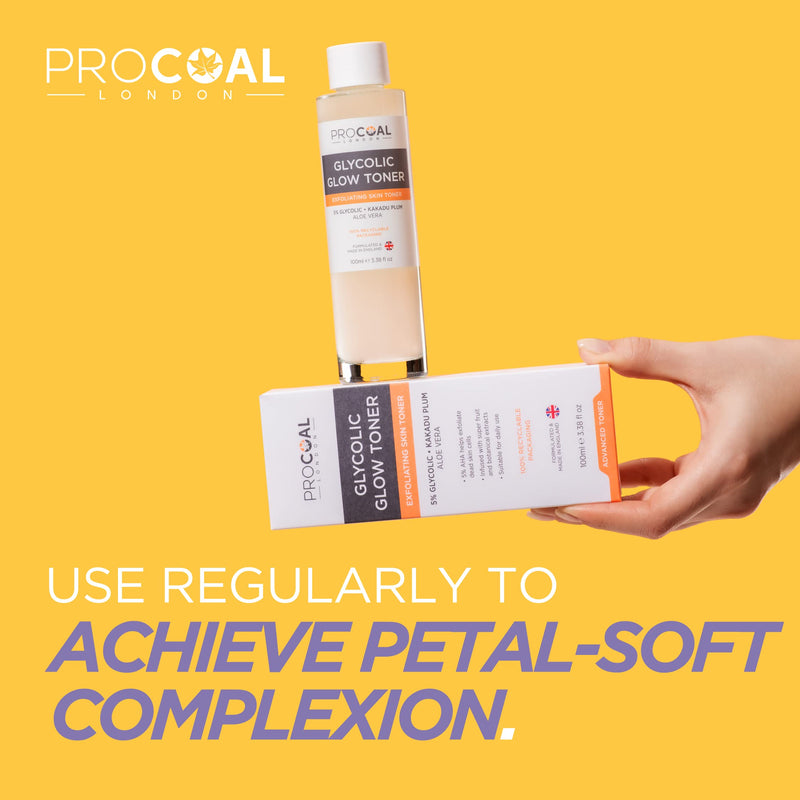 [Australia] - New Glycolic Glow Toner 5% with Vitamin C & Aloe Vera by Procoal - Pore Minimizer, Brightening & Exfoliating Skin Toner for Face, Glow Tonic for Face, 100% Recyclable Packaging, Vegan, Made in UK 