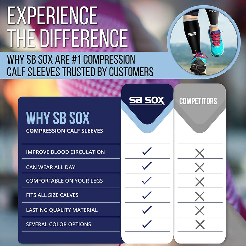 [Australia] - SB SOX Compression Calf Sleeves (20-30mmHg) for Men & Women - Perfect Option to Our Compression Socks - For Running, Shin Splint, Medical, Travel, Nursing, Cycling, and Leg Pain (Solid - Black, Large) Solid - Black 