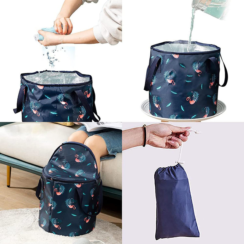 [Australia] - Collapsible Bucket for Soaking Feet, Insulation with lid Portable Travel Foot Bath Tub, Foot Soaking Bath Basin Portable, Foot Spa Soaking Feet Home Pedicure Basin Outdoor Camping 