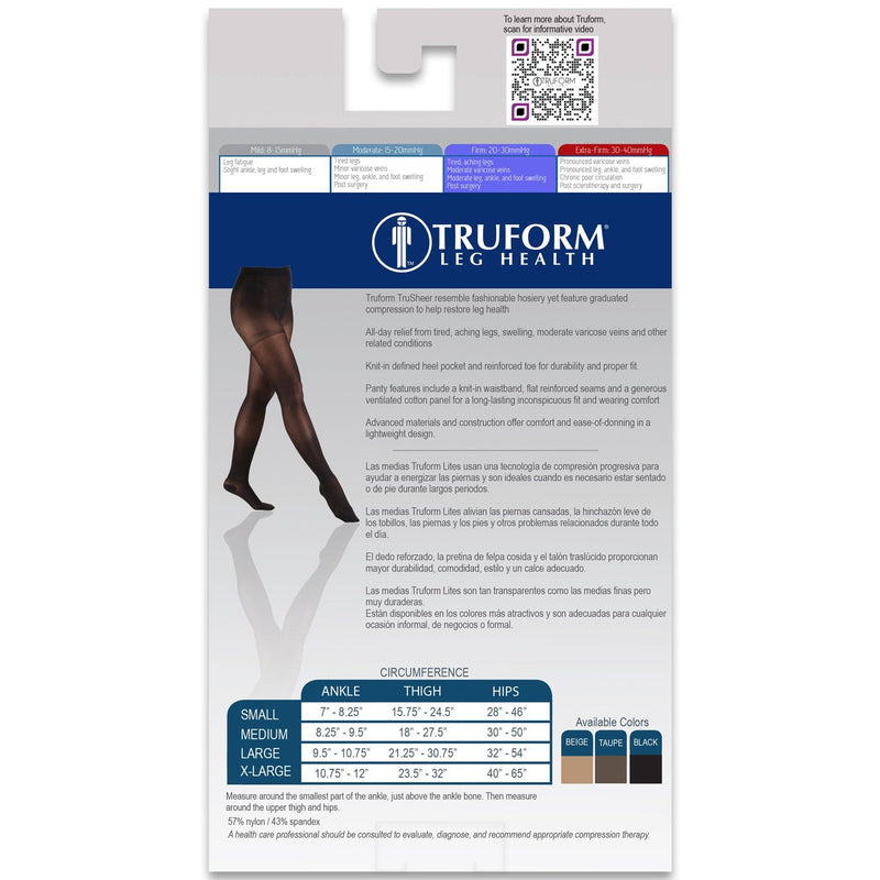 [Australia] - Truform Sheer Compression Pantyhose, 20-30 mmHg, Women's Shaping Tights, 20 Denier, Beige, Medium 