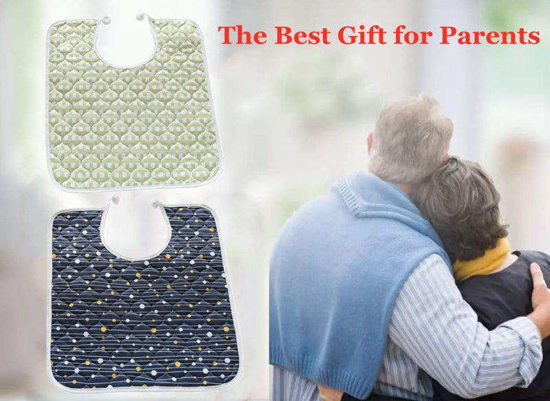 [Australia] - Waterproof Adult Bib for Elderly & Disabled - Mealtime Clothing Protector Daily Living Eating Aids Accessories, 6 Pack Black Green 