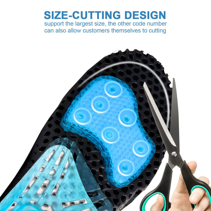 [Australia] - Silica Gel Sport Shoe Insole,MARRDO Spring Cushioning Shock Absorption Shoe Insert ,Forefoot Enhances Massaging Footbeds,Plantar Fasciitis Sports Running Insoles for Men & Women(Men 7.5-10) Men 7.5-10/Women 9-11 Black 
