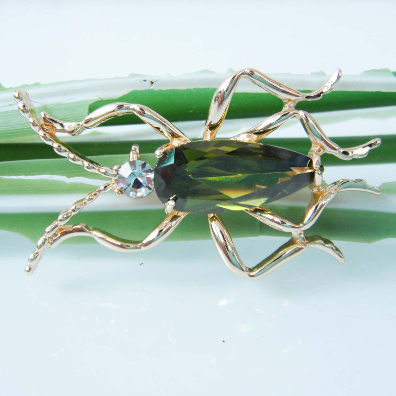 [Australia] - Navachi 18k Gold Plated Green Zircon Crystal Bug Az7461b Brooch pin 