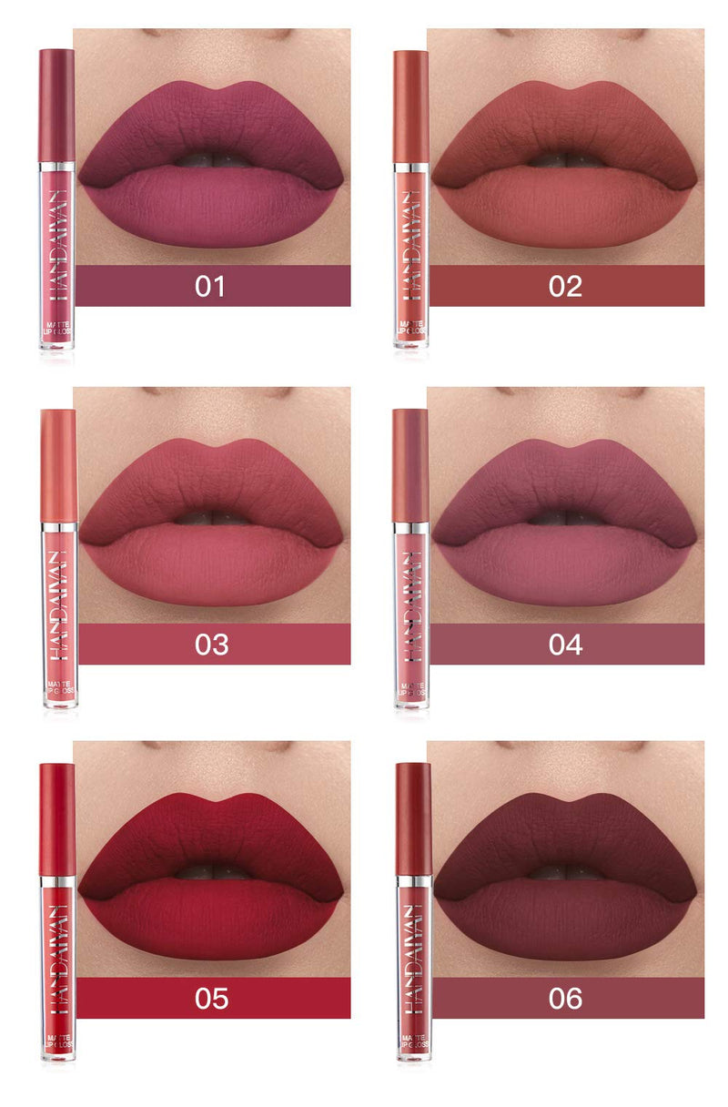 [Australia] - 6Pcs Matte Liquid Lipstick Makeup Set, Matte liquid Long-Lasting Wear Non-Stick Cup Not Fade Waterproof Lip Gloss (Set A) Set A 