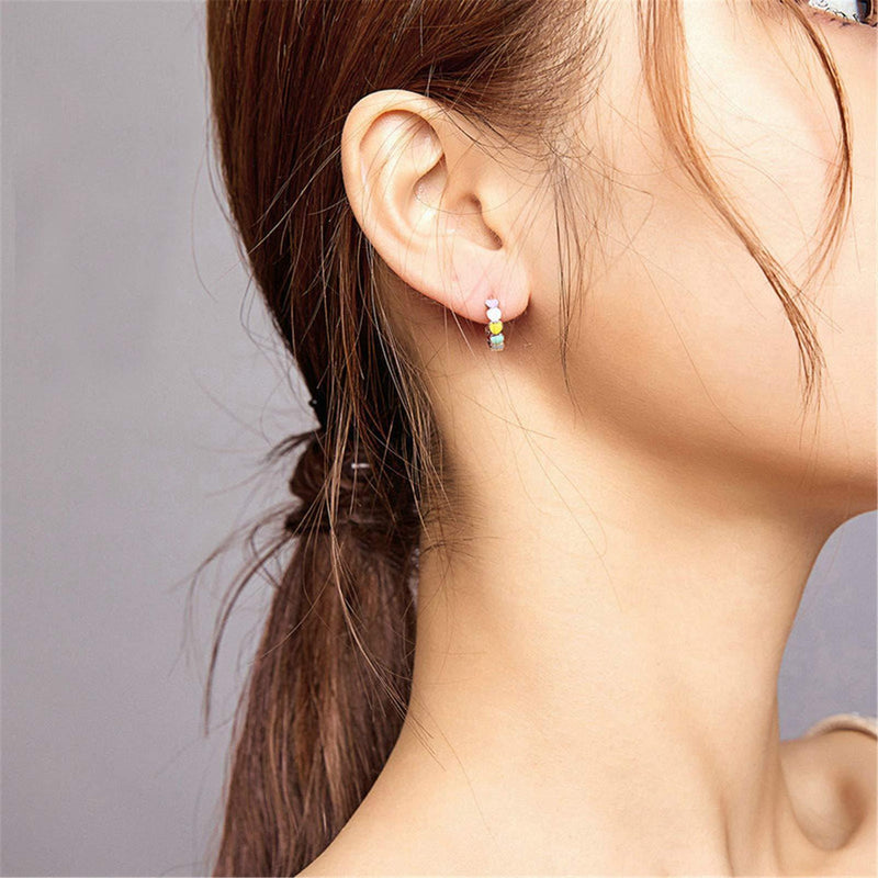 [Australia] - HMOOY 925 Sterling Silver Rainbow Heart Hoop Earrings Cute Rainbow Color Enamel Heart Hoop Cartilage Stud Earrings Birthday Valentine's Day Gifts Jewellery for Women Girls 