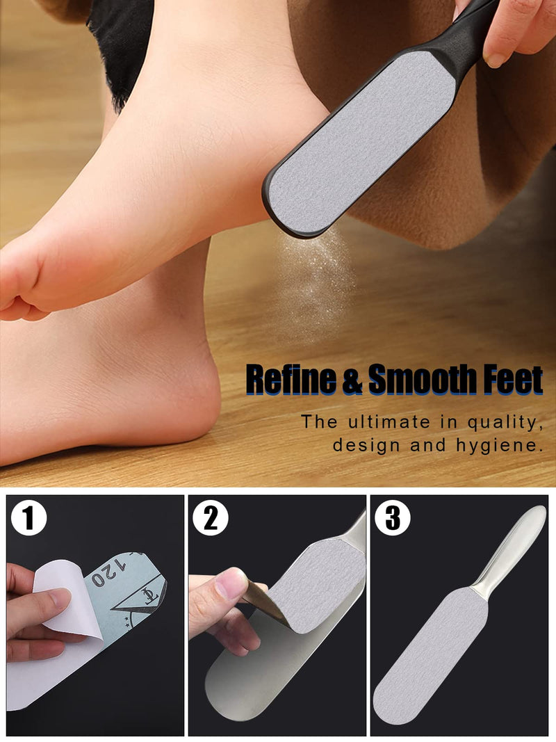 [Australia] - EBANKU 50 PCS Foot Files Reusable Stainless Steel Foot File Callus Remover Professional Abrasive Feet Rasp Foot Refill Pads Pedicure Sandpapers Replacement (Gray) 